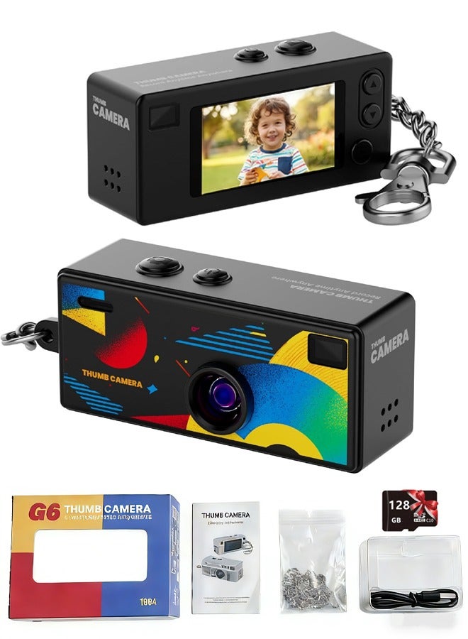 ماكرايستورم كاميرا رقمية بشاشة LCD مقاس 0.96 بوصة بدقة 1080P وزاوية عرض 130 درجة تشبه صور التسعينيات القديمة، بحجم قلادة، هدية عيد ميلاد، جزء من مجموعة تصاميم 8 (128 جيجابايت) - Image 1